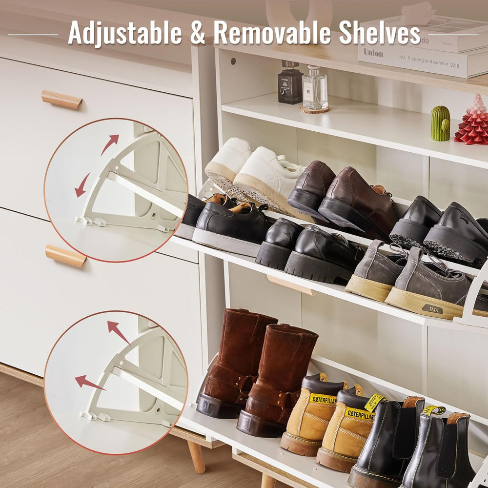 Shoe Storage Cabinet with 2 Flip Drawers, Shoe Cabinet Storage for Entryway, ...