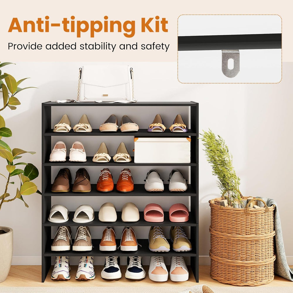 COSTWAY 6-Tier Shoe Rack, Extra Wide Shoe Shelf Organizer