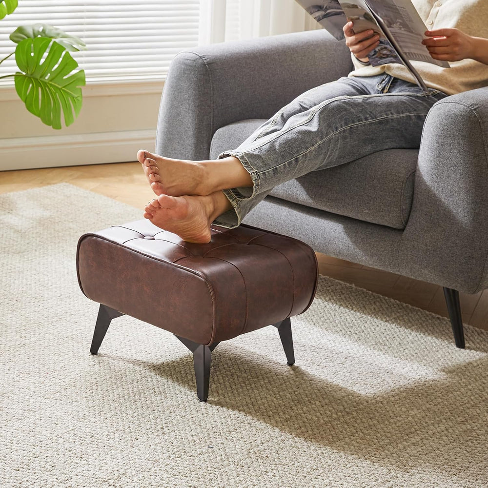 YMYNY Ottoman, Foot Stool with Metal Legs, Faux Leather Stool, Pouf Couch Sto...