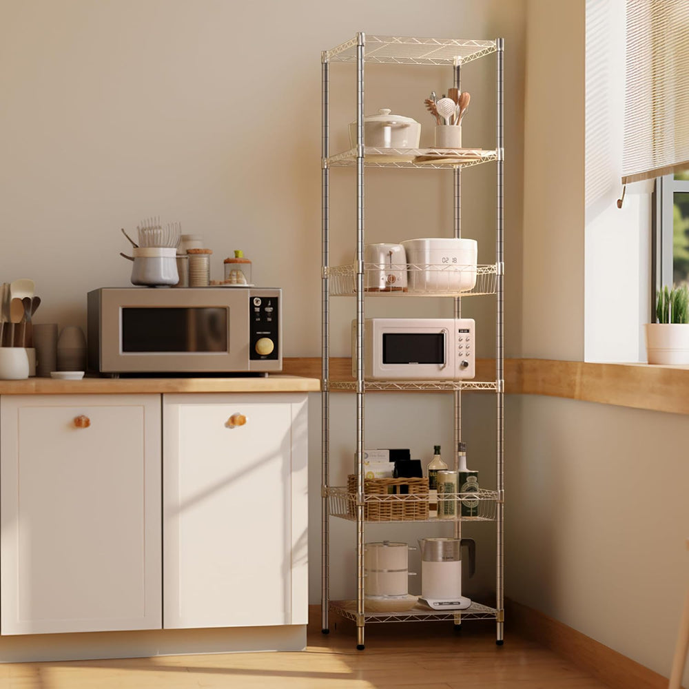 Finnhomy Heavy Duty 6 Tier Wire Shelving Unit with Wheels 18x18x72-inches 6 S...
