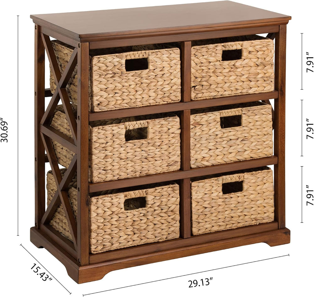 eHemco Hampton Meadows 3 Tier X-Side End Storage Cabinet, Walnut
