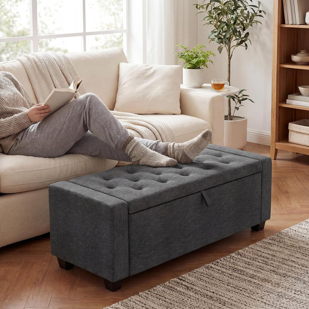 48''Storage Ottoman Bench，Ottoman Foot Rest with Legs，Storage Chest, ...