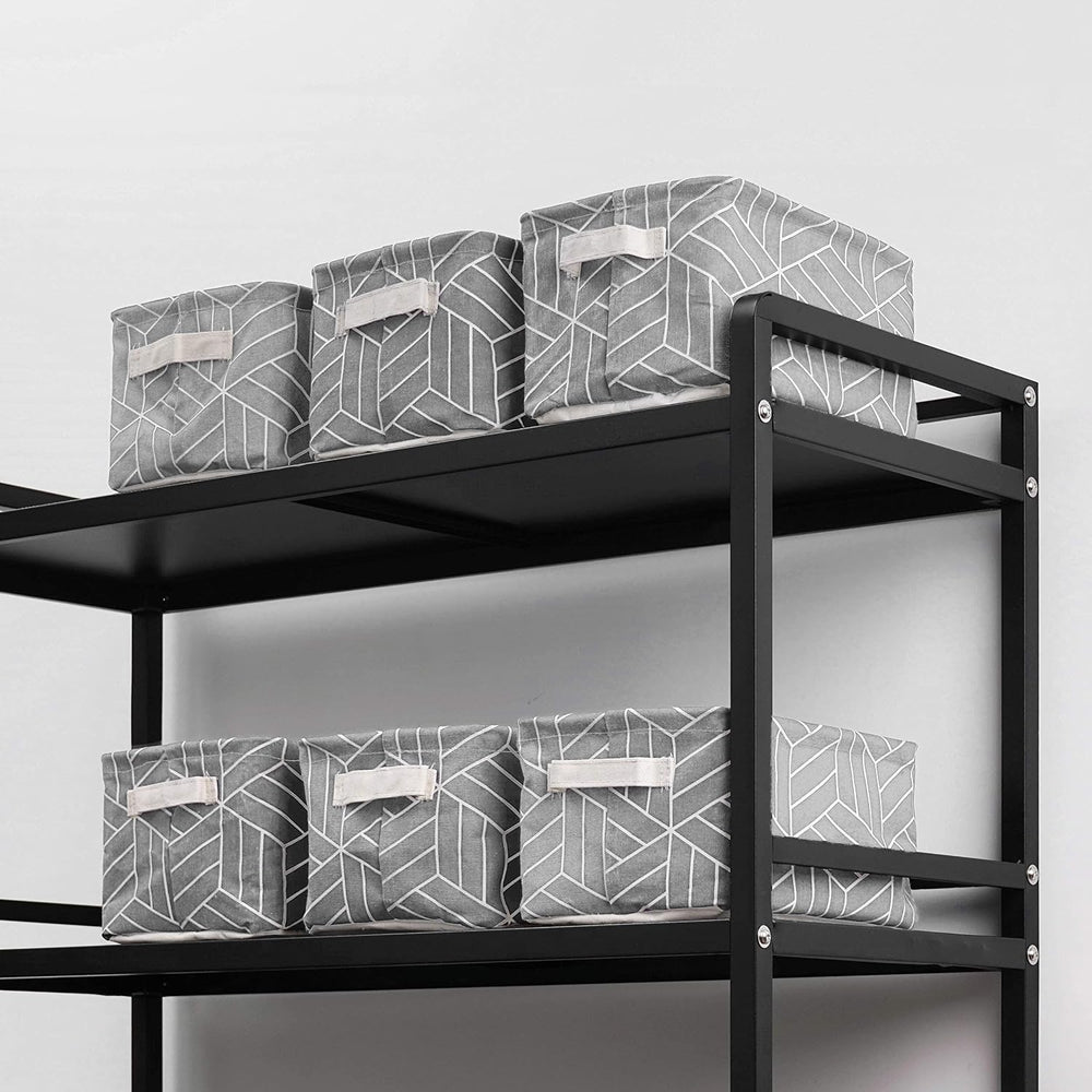 CROWNED 6 Pcs Storage Basket Foldable Cube Fabric Bins Square Mini Box Receiv...