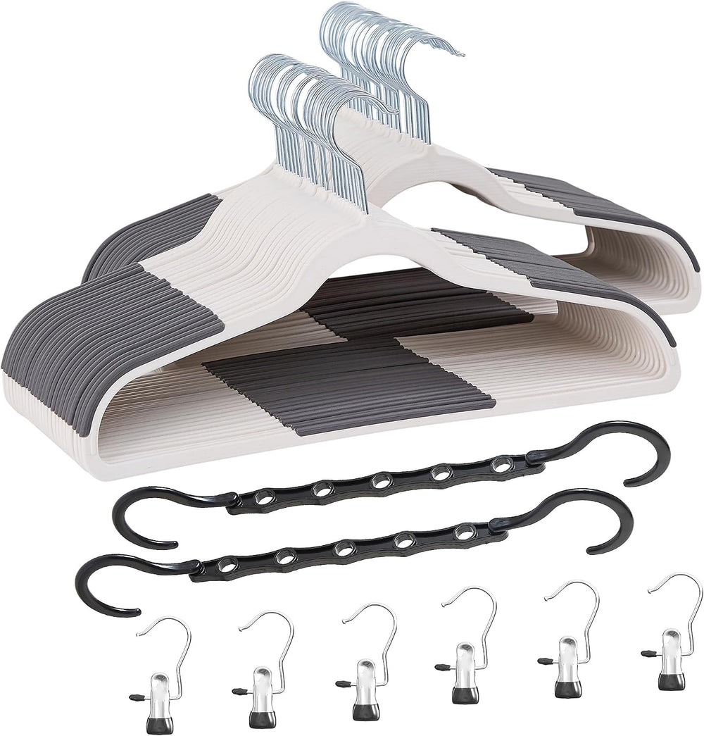 VECELO 50 Pack Clothes Hangers, Non-Slip Plastic Coat Hanger, 360°Swivel Hook...