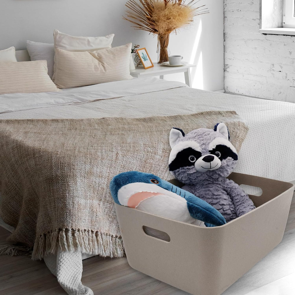 Welaxy Nordic Large Storage Basket Ultra Soft Structured Bin, Stone White