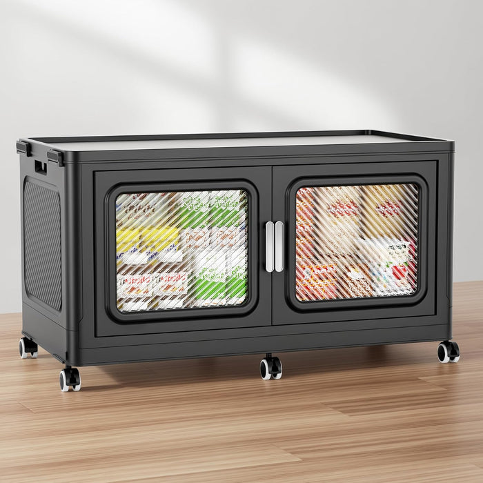 BROVIEW 300 Qt/75 Gal Stackable Storage Bins with Lids, 1 Pack, Black