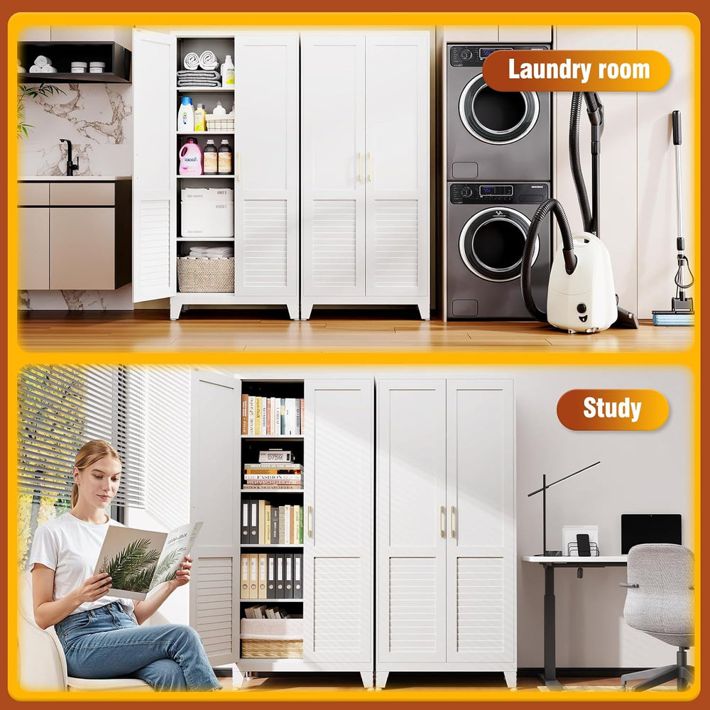 47" Kitchen Pantry Storage Cabinets Metal Pantry Cabinet with 2 Door and...