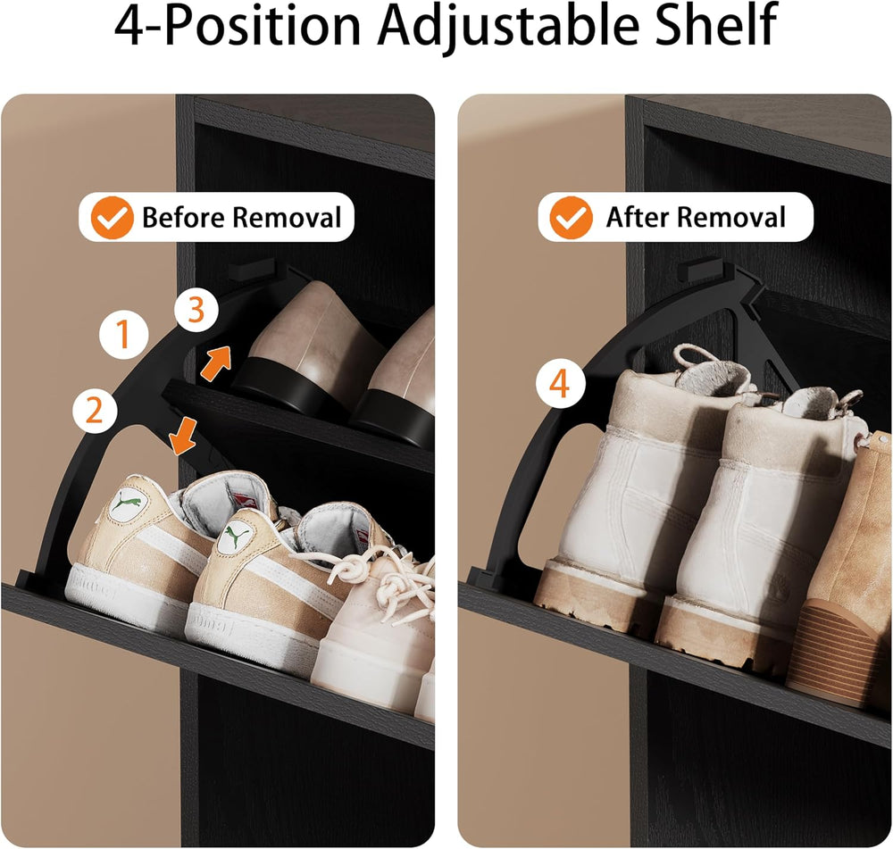 Shoe Storage Cabinet, Wood Shoe Organizer for Entryway with 3 Flip Drawers, F...