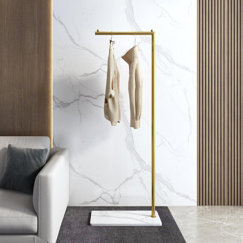 Gold clothing rack with Marble Base,Modern clothes racks for hanging clothes,...