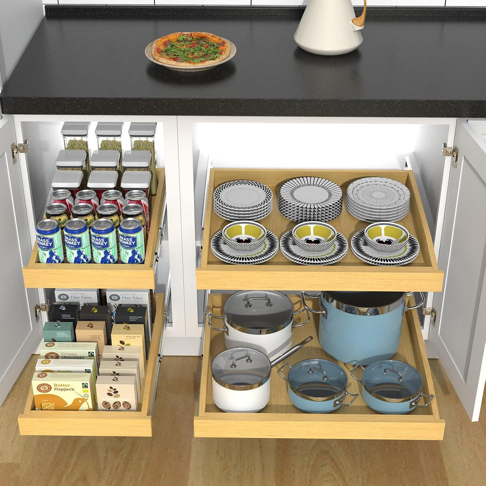 Wooden Pull out Cabinet Organizer 23" W x 21" D x 3.35" H, Hea...