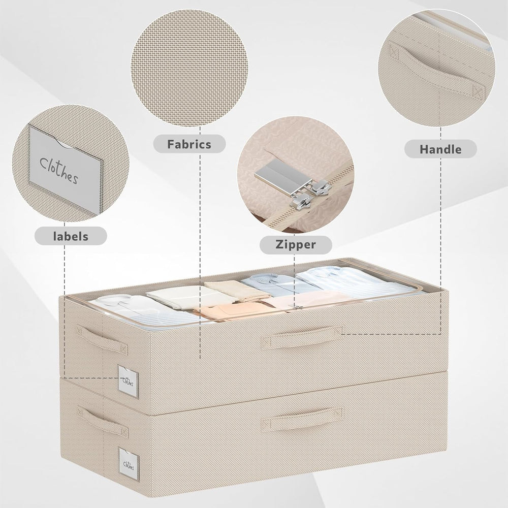 CYhom 3Pcs Under Bed Storage Bins with Metal Frame - Shoe Organizer for Close...