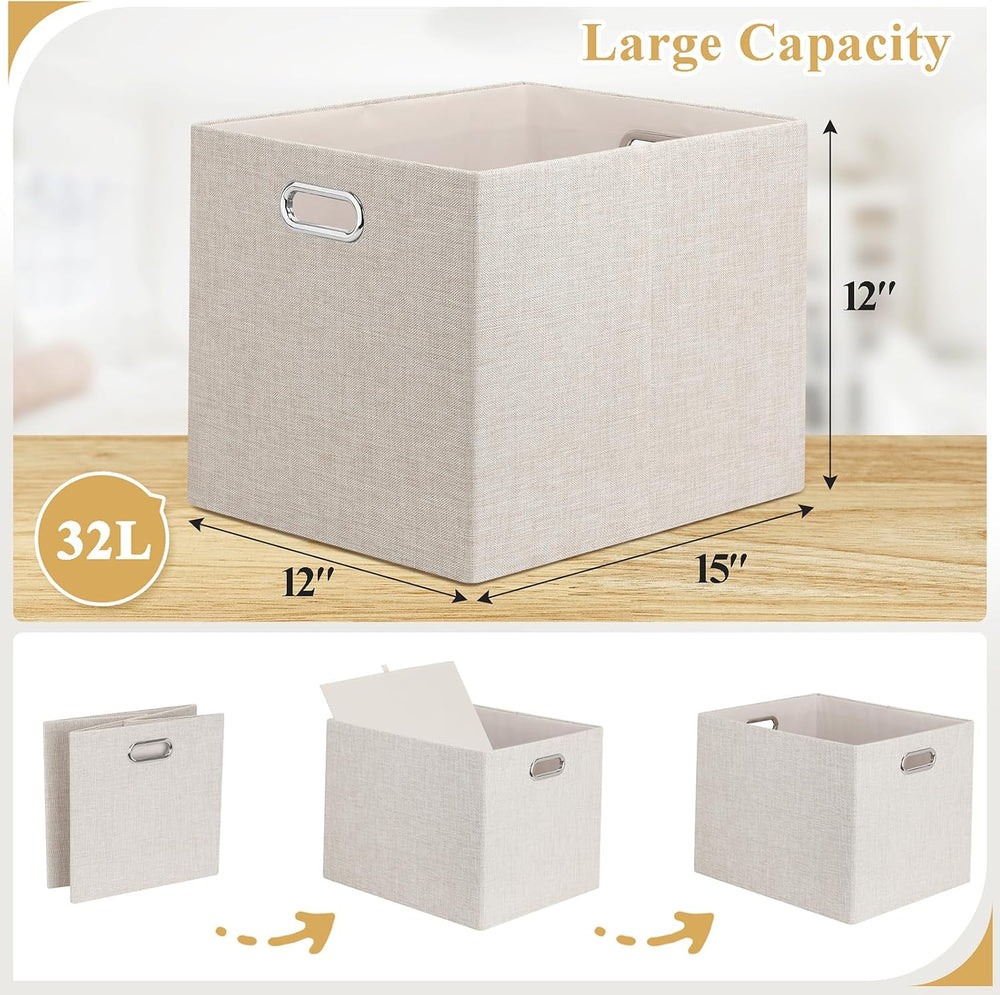 Posprica 15.12"x12.13"x12.01" Storage Cube Bins, Linen Decorat...