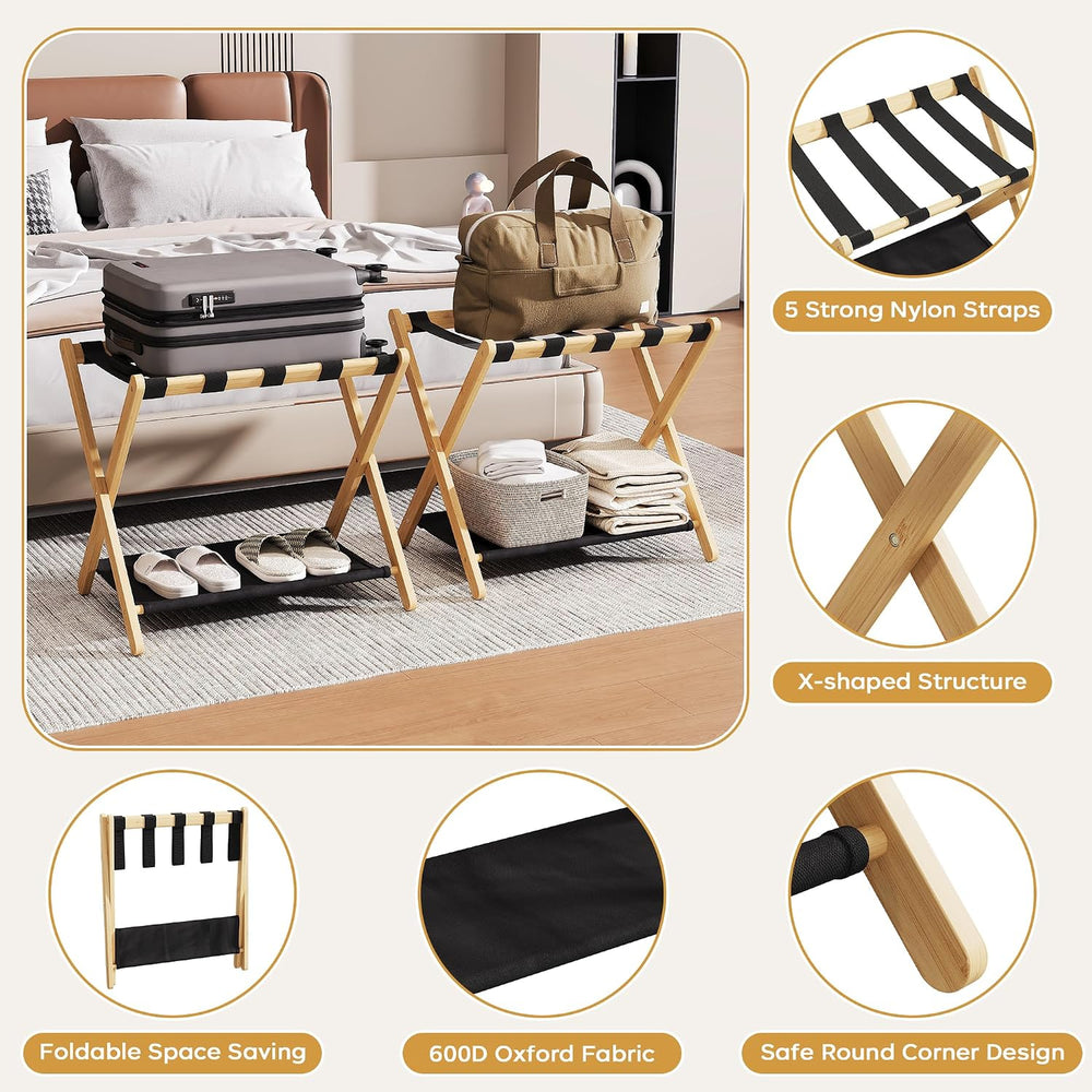 26.77" Full Assembled Luggage Rack for Guest Room, Set of 2 Suitcase Stand