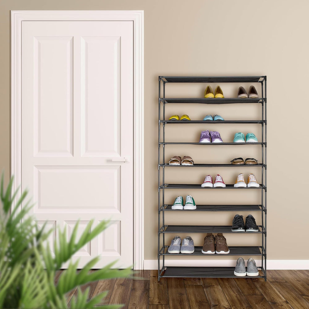 Relaxdays Shoe Rack, Levels, Metal Frame, Fabric, Plug Together, Organisation...