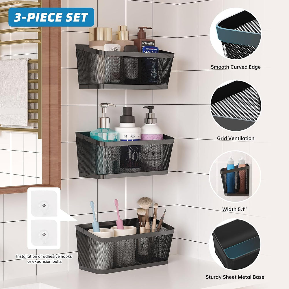 3 Pack Hanging Wall Storage Baskets, Heavy Duty Metal Wire Baskets