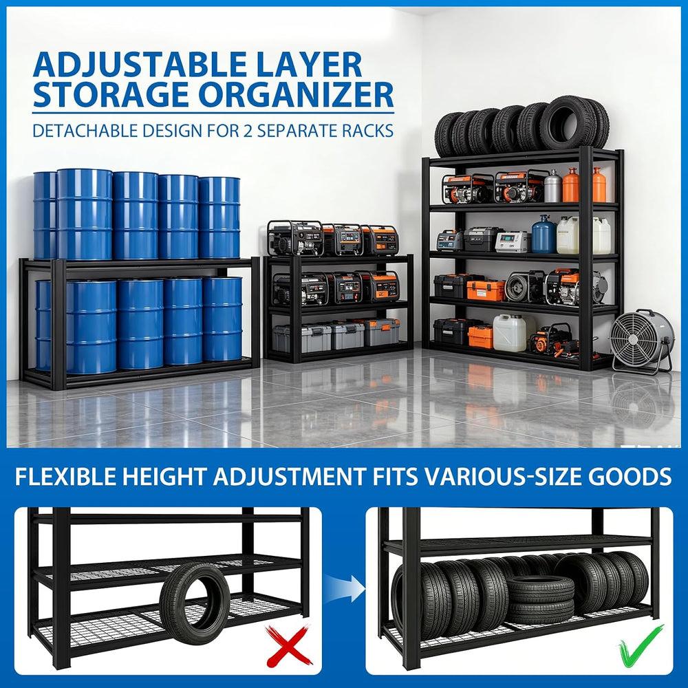 6000lbs Storage Shelf | Metal Garage Shelving, Industrial Shelves,5-Tier Shel...