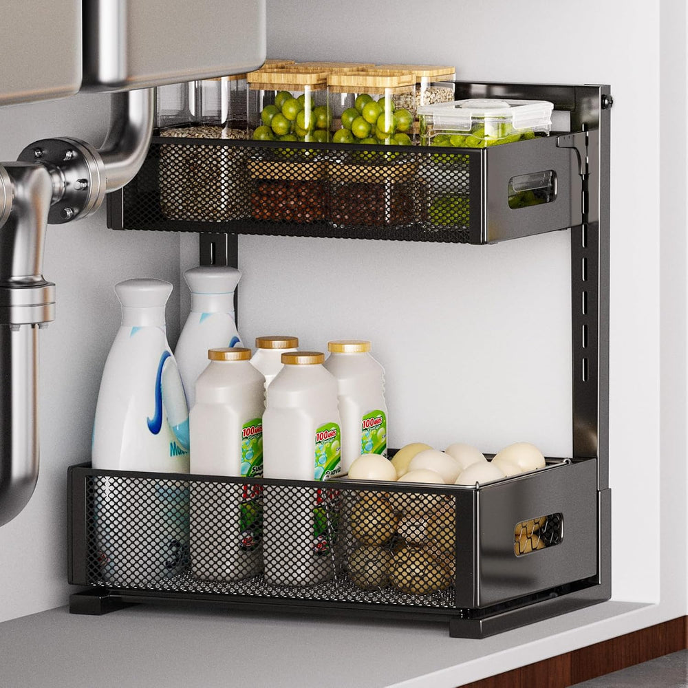 Under Sink Organizer for Bathroom & Kitchen, Under Cabinet Storage Shelf,...