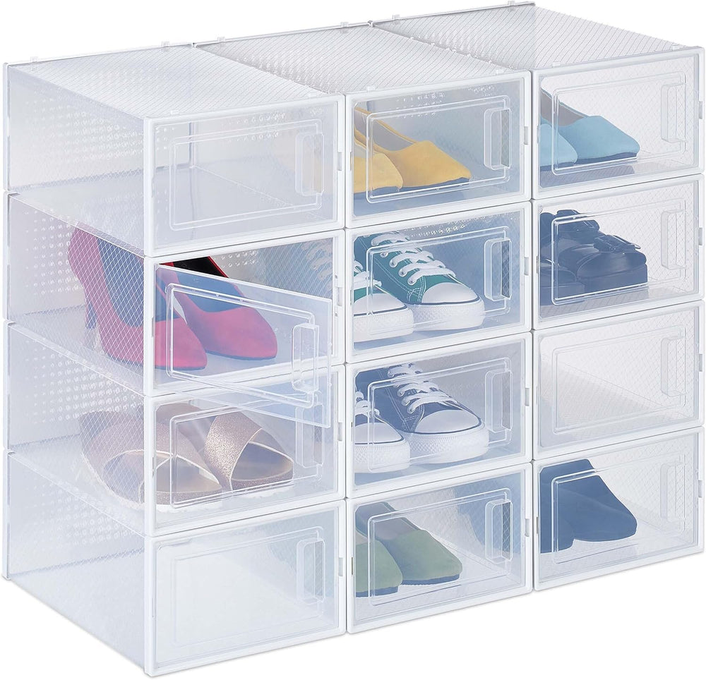 Relaxdays Shoe Boxes 12 Pack, 14.5 x 23 x 33.5 cm