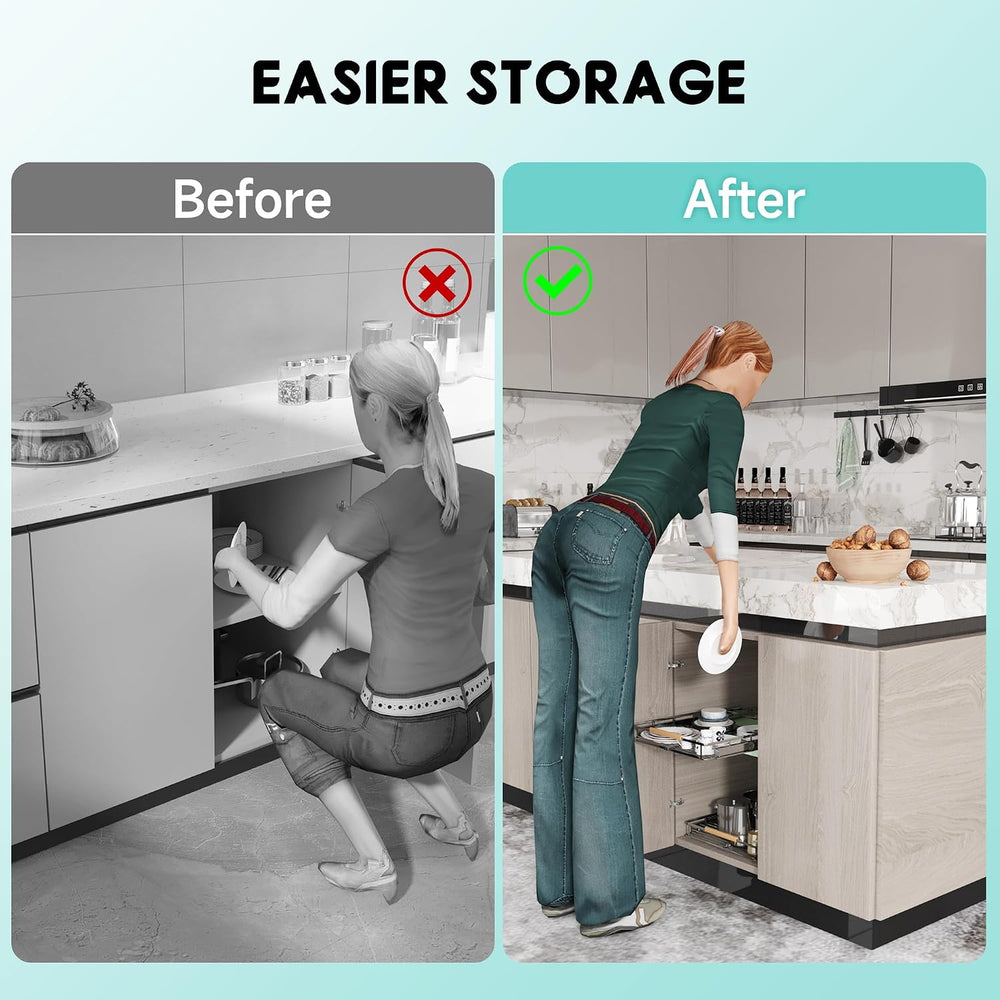 2Pack Expandable Pull Out Cabinet Organizer, 23.2-39.9" W x 22.5" D