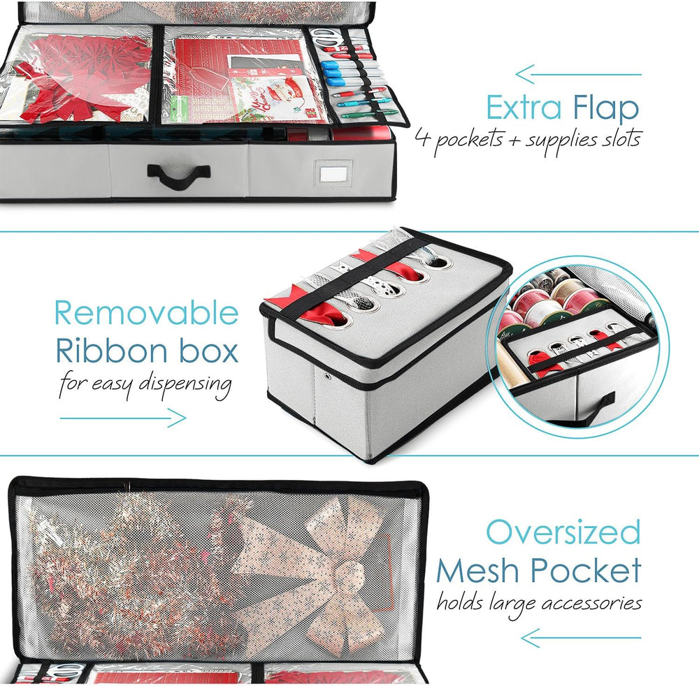 Hearth & Harbor Wrapping Paper Storage Container - Christmas Storage Bag ...