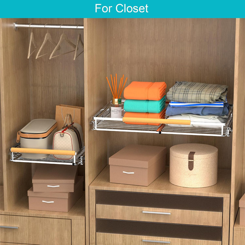 iPEGTOP 2 Pack Pull Out Cabinet Drawer Shelf Organizer, Extendable Sliding Sl...