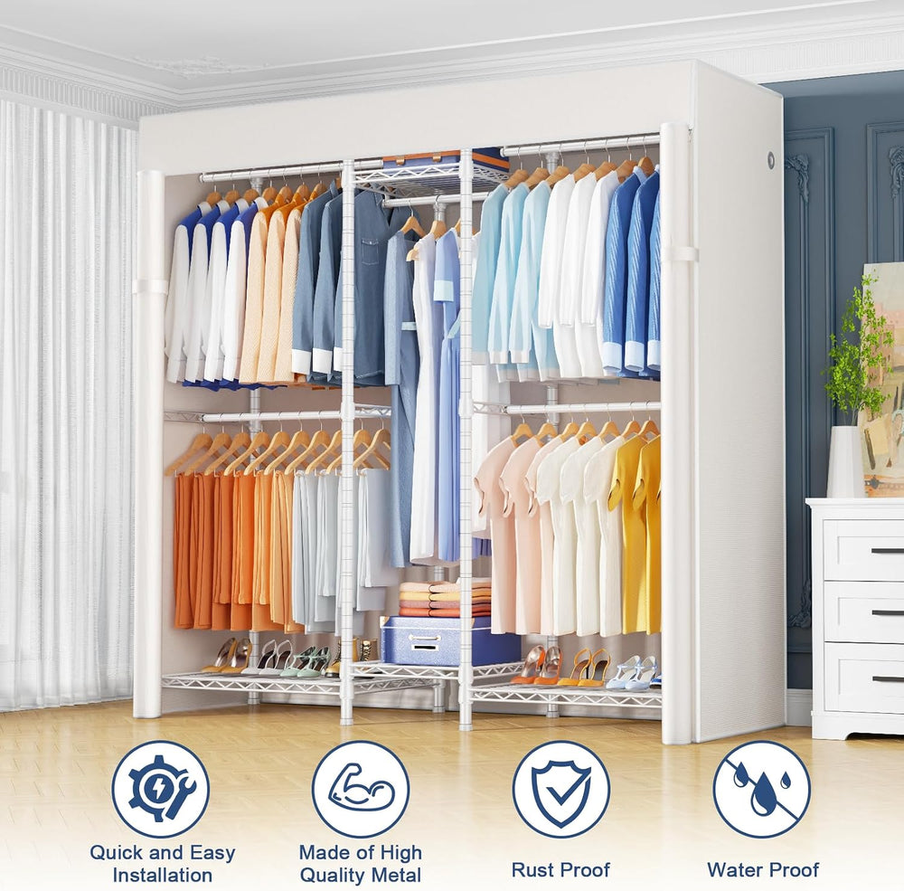 Ulif E12C Heavy Duty Closet Organizer System，Freestanding Clothing Rack, Adju...