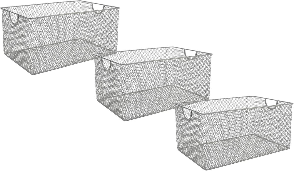 YBM HOME Household Wire Mesh Metal Steel Storage Basket Organizer, Open Bin S...