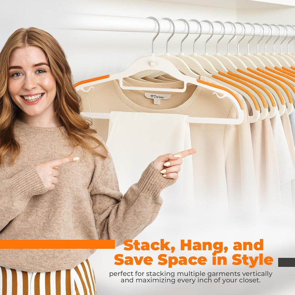 Plastic Hangers 50 Pack, Cascading Slim Space Saving Clothing Hangers with 36...
