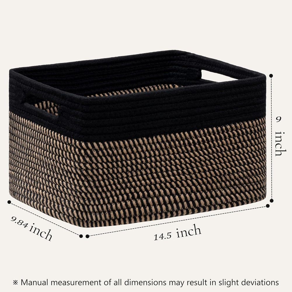 4 Pack Storage Baskets for Organizing, Shelf Baskets with Handles, Black&...