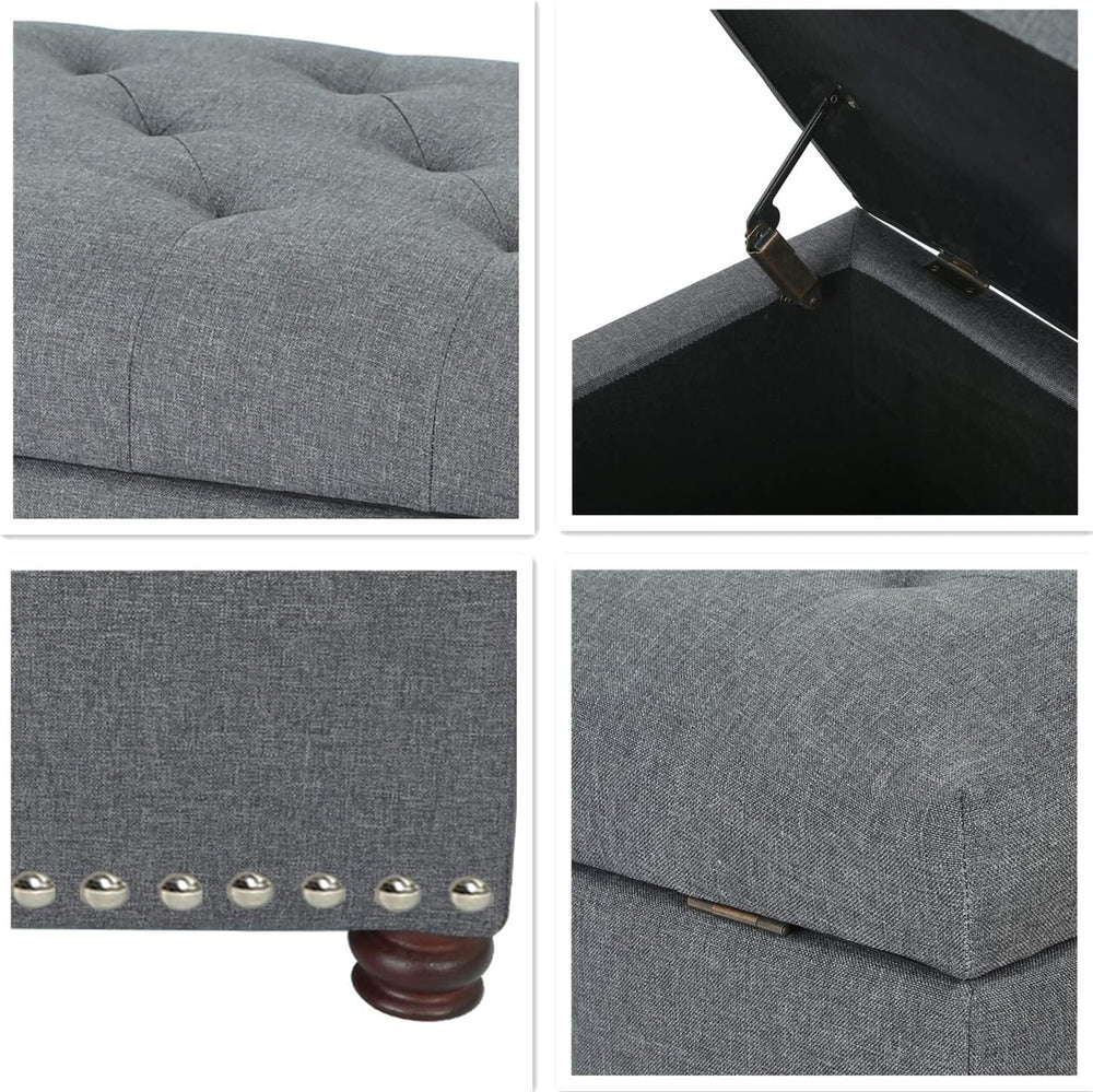 Ottoman with Storage,24" Fabric Ottoman Foot Rest with Hinged Lid Small ...