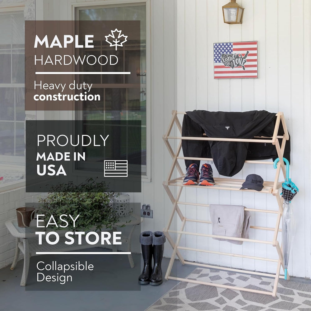 Pennsylvania Woodworks Clothes Drying Rack: Solid Maple Hardwood Laundry Rack...