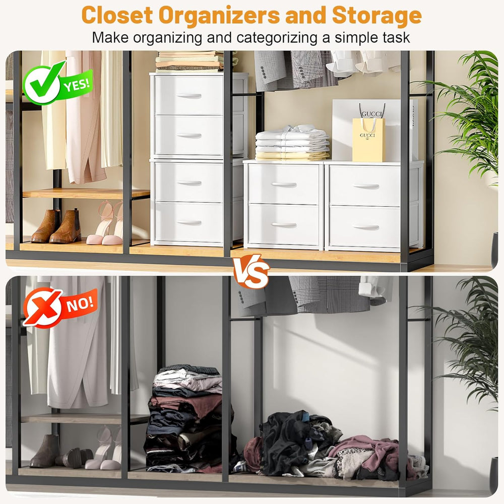 DAOUTIME 2-Pack Stackable Storage Drawers (4 Drawers Total), White Closet Org...