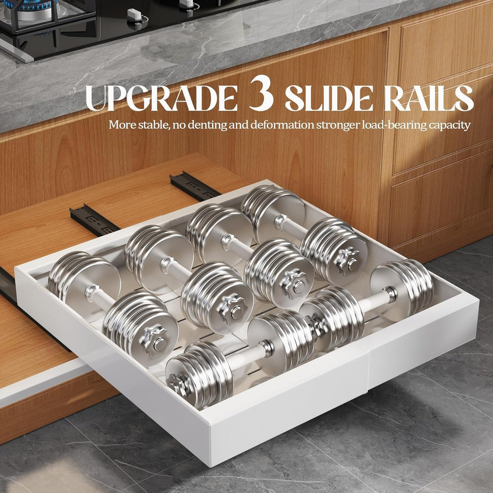 Seinloes 4 Pack Expandable Pull Out Cabinet Organizer 21"Deep With Raisi...