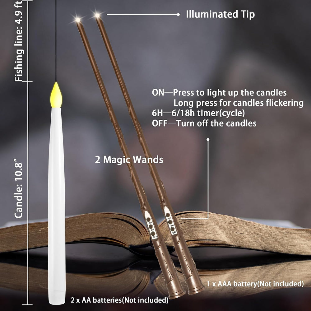 LUSHARBOR Floating Candles with Wand, Halloween Magic Flameless Candles