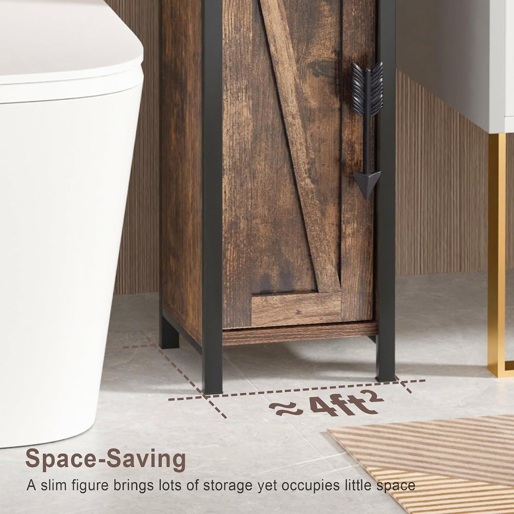 VECELO Small Bathroom Cabinet, Slim Toilet Paper Holder with Door&2 Shelv...