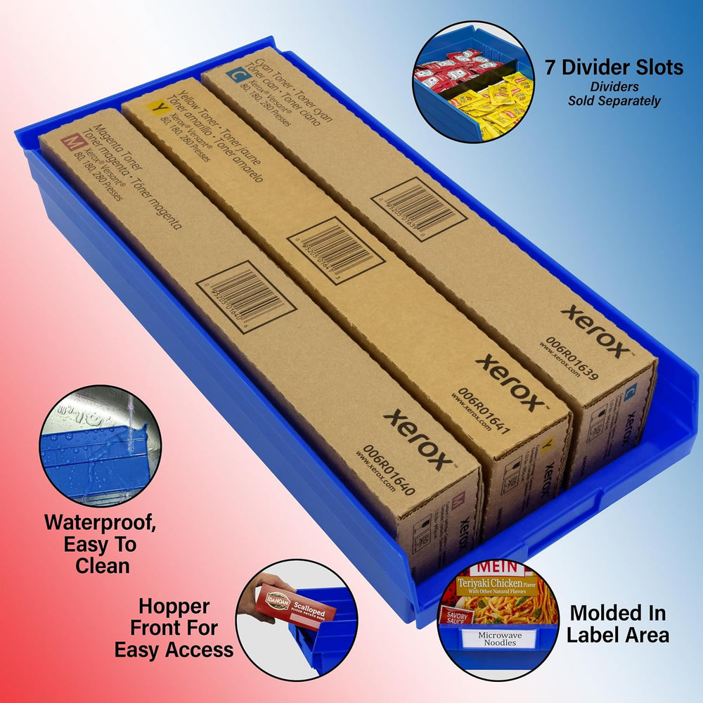 Akro-Mils 30174 Heavy Duty Plastic Shelf Bins, 24"x 11"x 4", B...