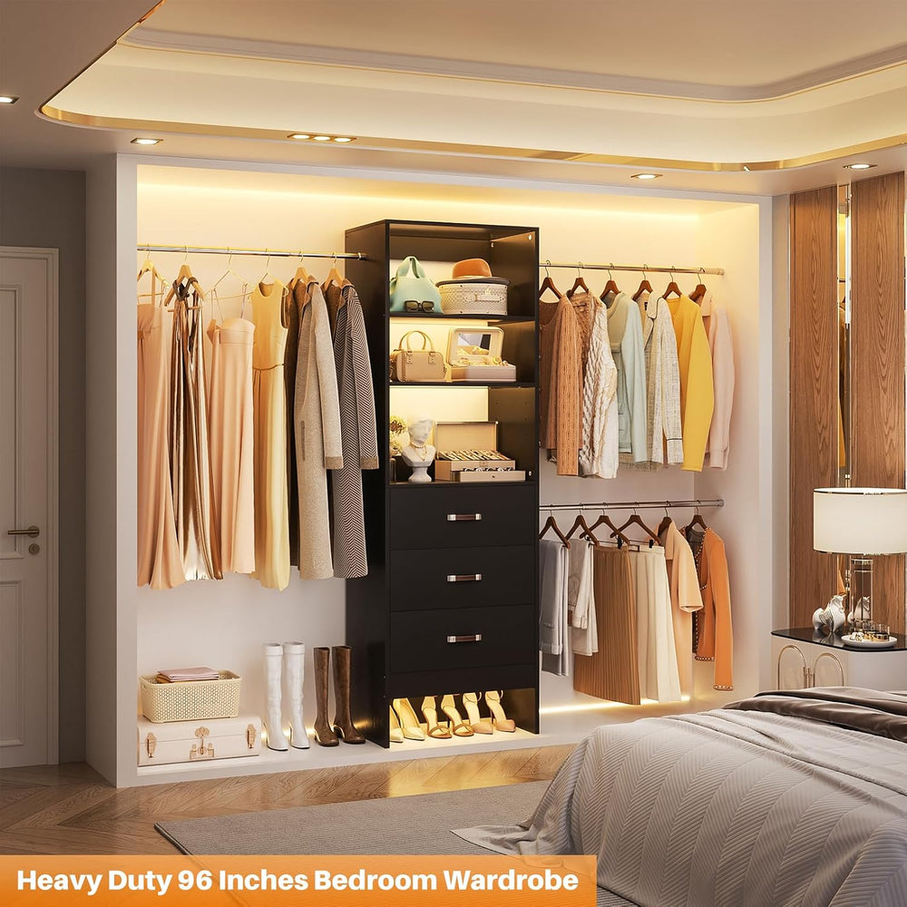 96 Inches Closet Organizer System, 8FT Customizable Walk In Closet Organizer ...