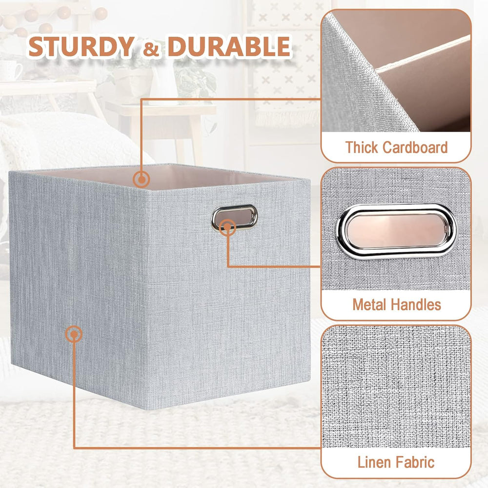 Posprica 13x15x13in Collapsible Storage Bins, Fabric Foldable Cube Storage Bo...