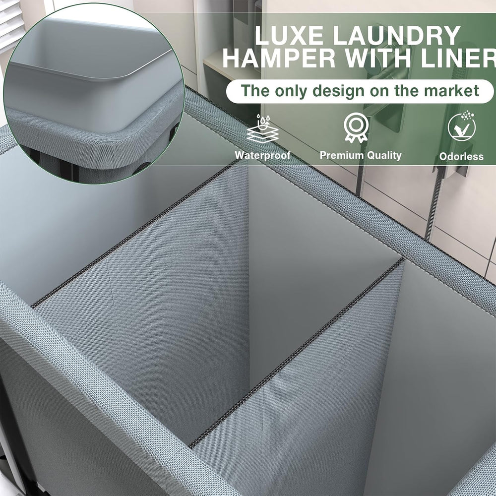 Laundry Basket with Lid,230L Rolling Laundry Hamper with Wheels,Grey