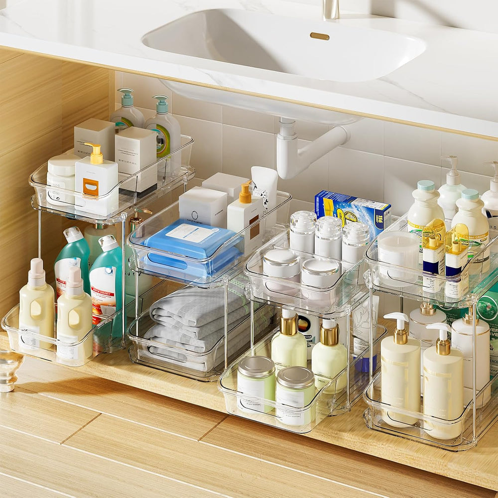 Delamu 2-Tier Under Sink Organizers and Storage, Multi-Purpose Stackable Bath...