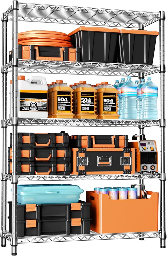 IZEUK 1750LBS Garage Shelving Wide Storage Shelves 5 Tier Metal Shelves Heavy