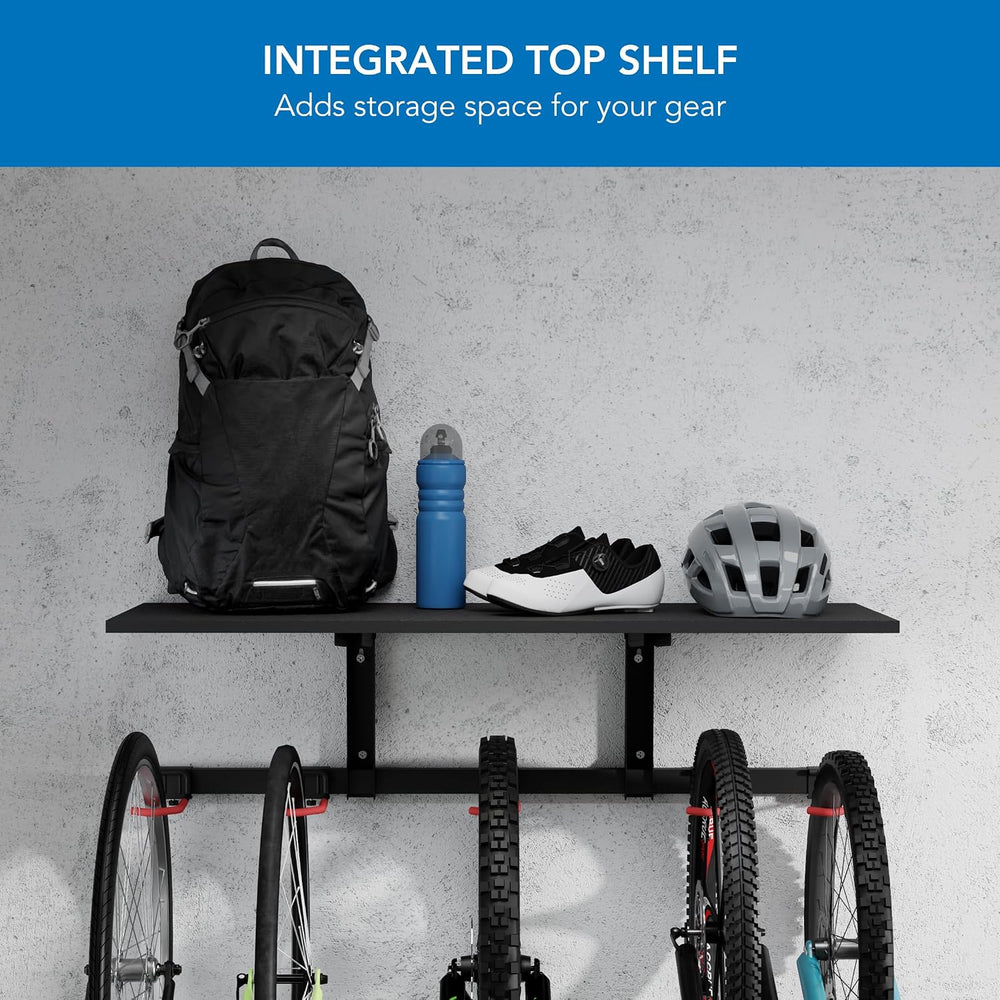 Mount-It! WheelsUp Bike Storage Rack with Shelf | Wall Mounted Garage Organiz...