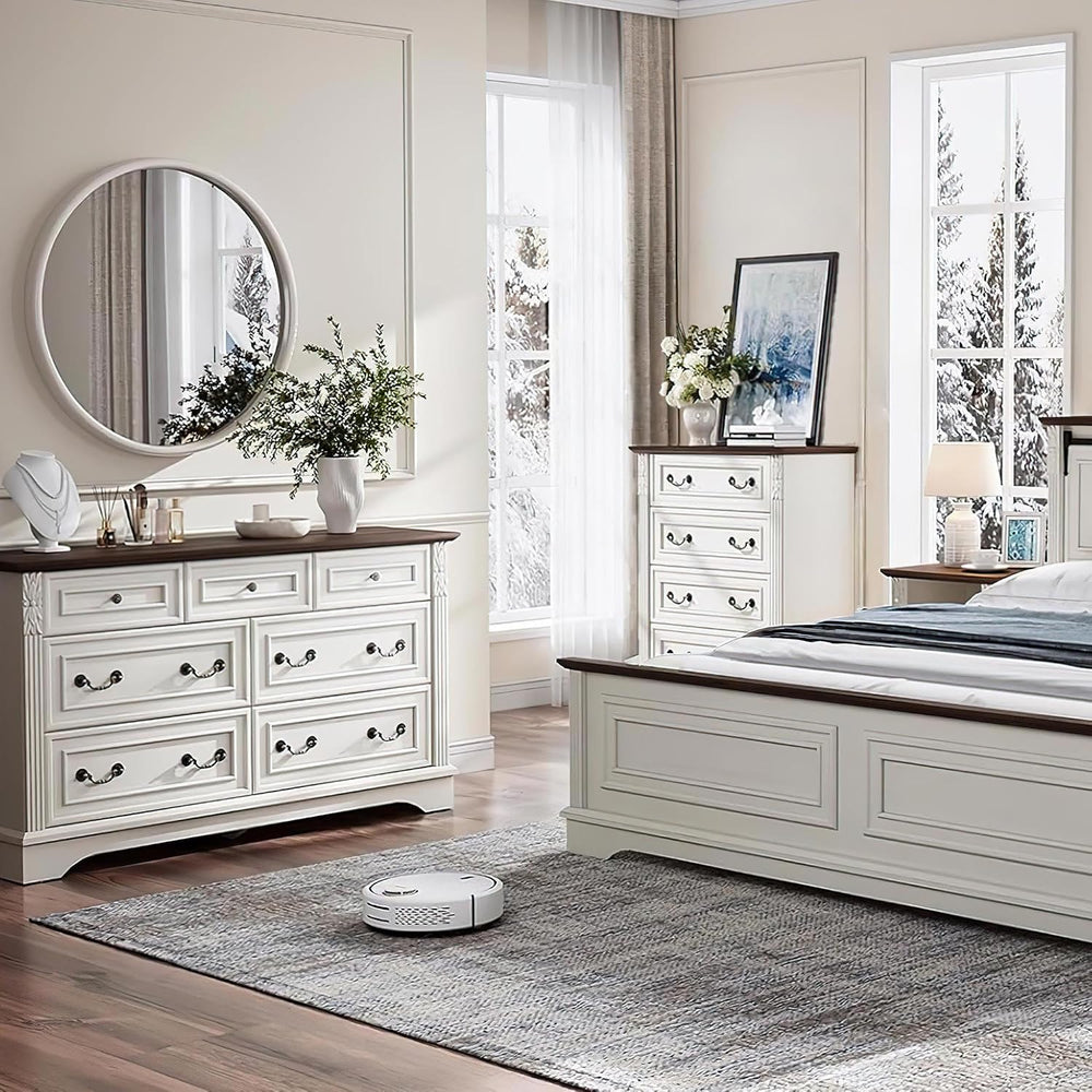 BOSHIRO Farmhouse 4 Drawer Dressers for Bedroom