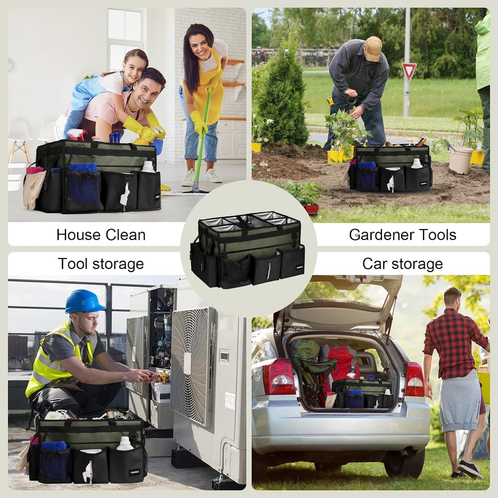 Extra Large Cleaning Caddy Bag with Built-In Support Board, Cleaning Tote Org...