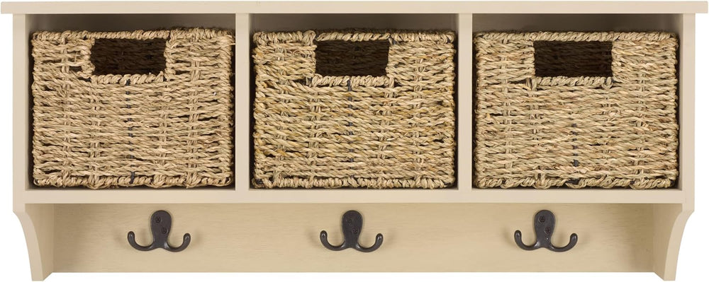 SAFAVIEH Home Collection - Finley Sand Wall Mounted 3-Basket Storage Rack wit...