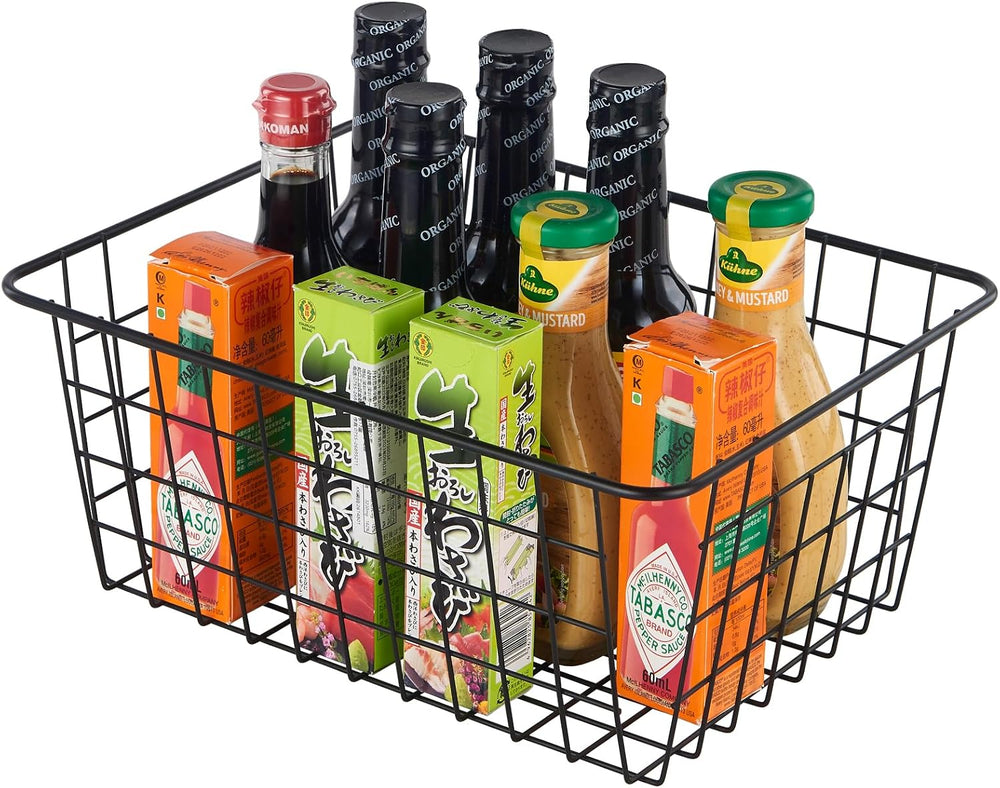 JUNCHU CHERRY 【Extra Large】Wire Kitchen Storage Basket 4 Packs,Perfect Pantry...