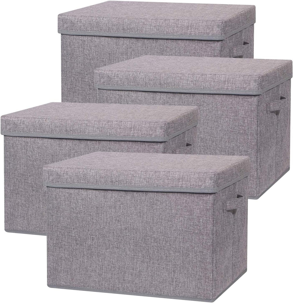 TENABORT 4 Pack Large Foldable Storage Box with Lids Fabric Storage Cube Orga...