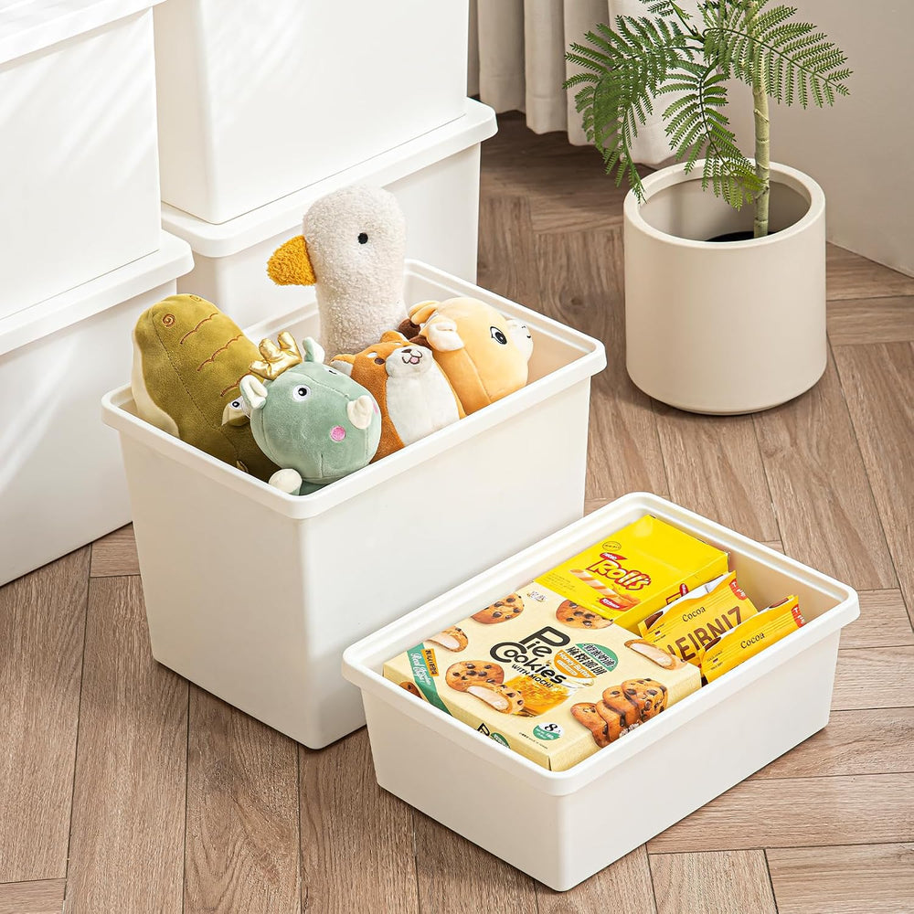 4-Pack 27 Quart Stackable Storage Bins with Lids ，With handle