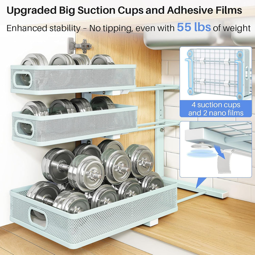 Under Sink Organizer, 3-Tier Thickened Metal Pull out Cabinet Organizer Shelf...