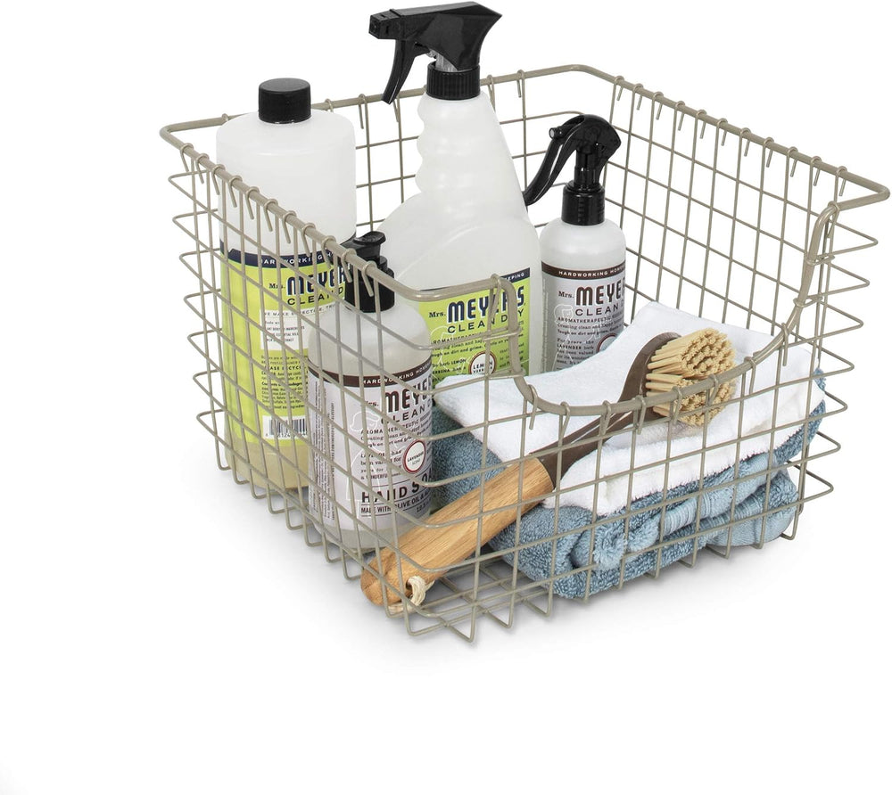 Spectrum Wire Scoop Basket Storage Bin Satin Nickel Nesting Metal Baskets Pac...